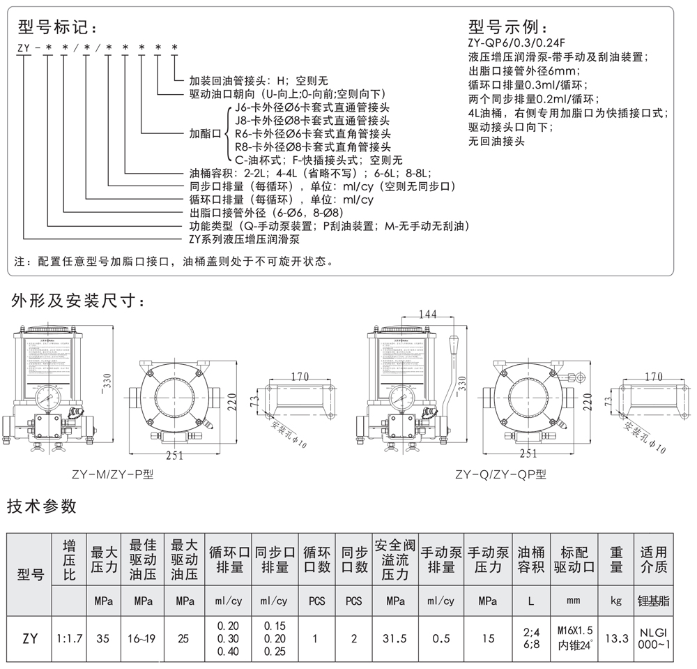 ZY液压增压润滑泵